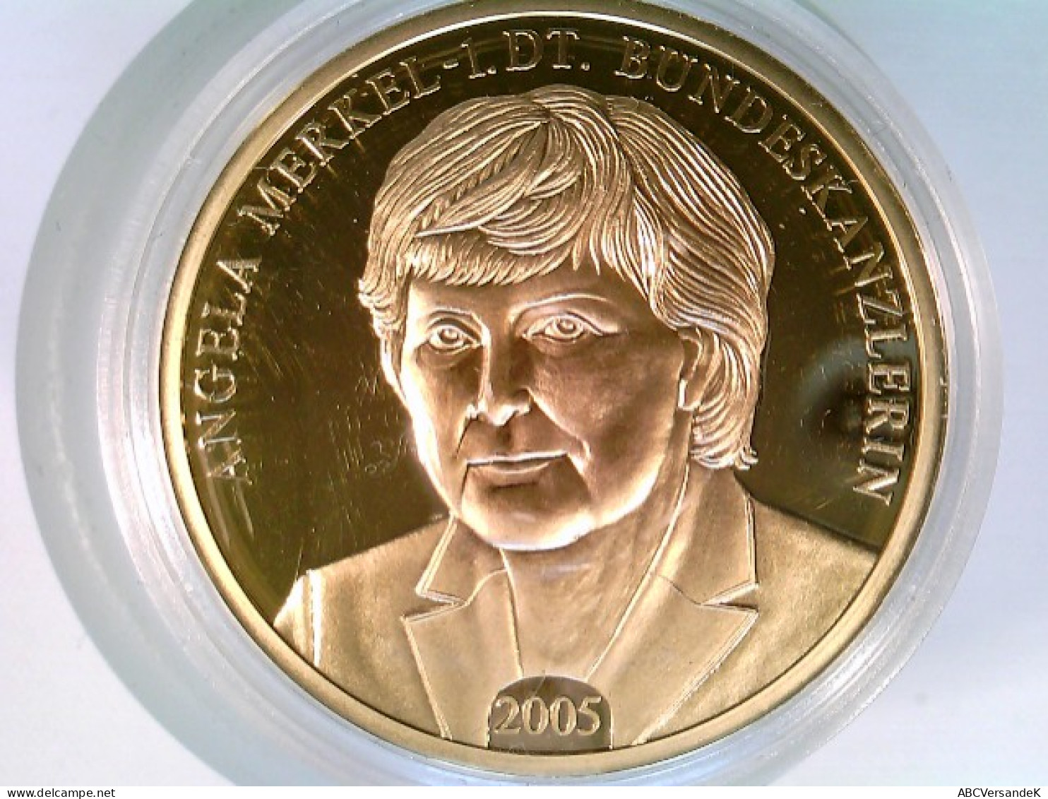 Münze/Medaille, A. Merkel 1. Dt. Bundeskanzlerin, Sammlermünze 2009, Cu Vergoldet - Numismatique