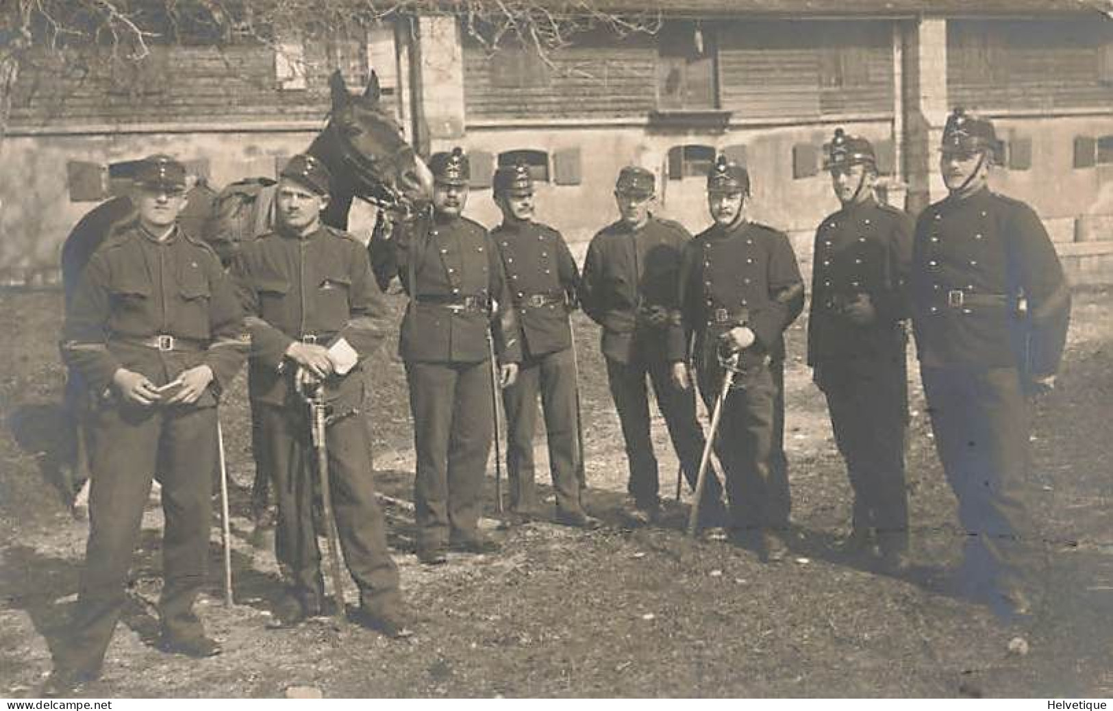 Armée Suisse Militaria - Schweizer Armee  Carte-Photo Foto Groupe De Soldats Cavalierschevaux Sabres Bière1914 - Bière