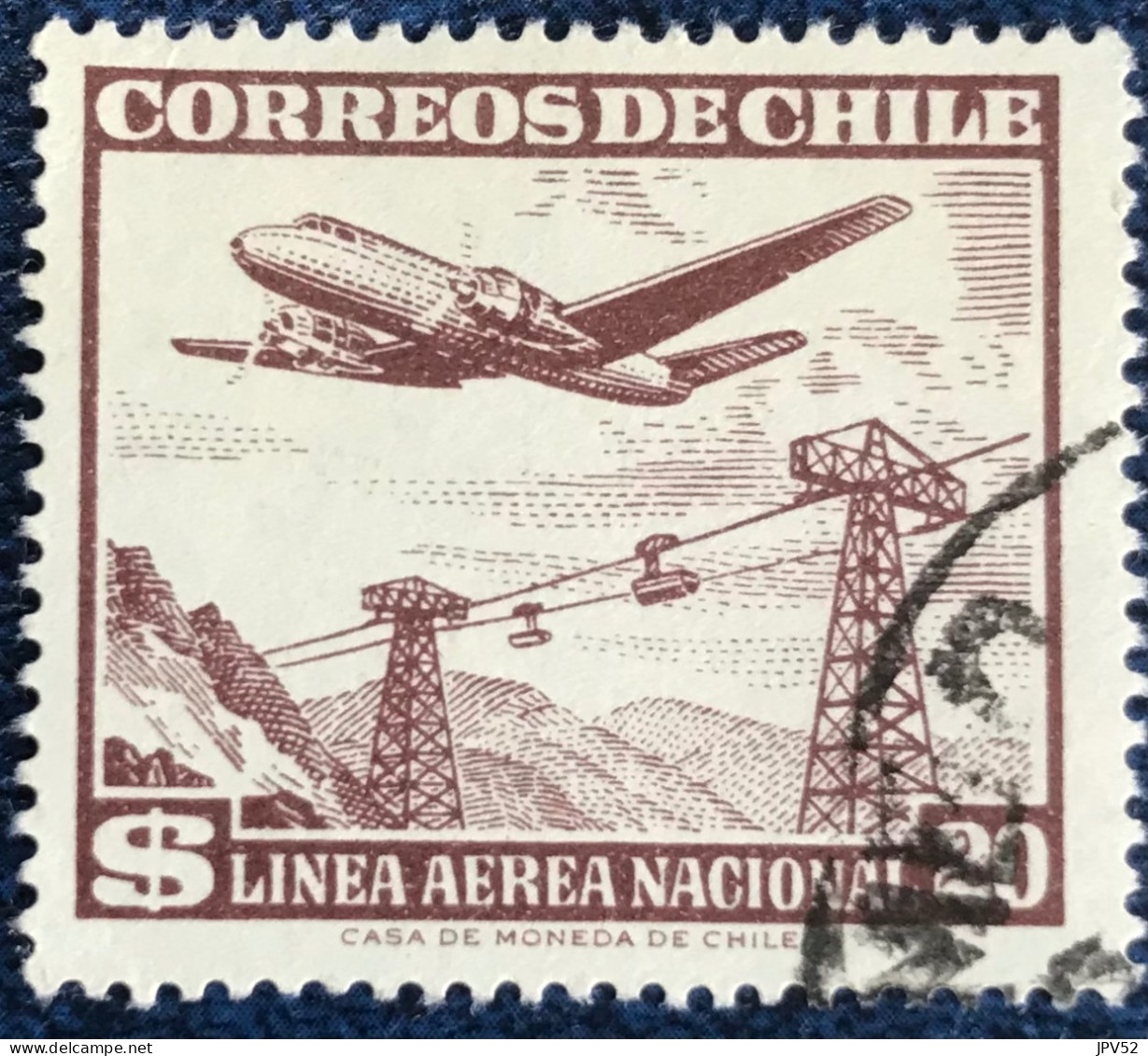 Chile - Chili - C18/48 - 1959 - (°)used - Michel 552 - Vliegtuig Boven Skilift - Chili