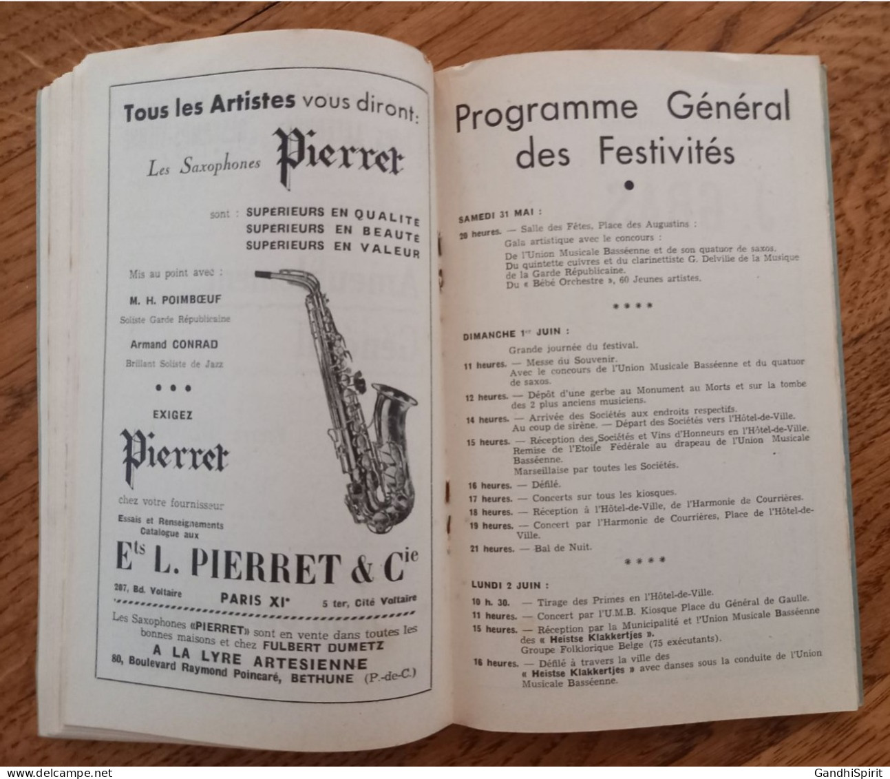 La Bassée - Grand Festival International de Musique 1952 Programme, Brochure Souvenir Pubs Cycles, Bières, Citroen...