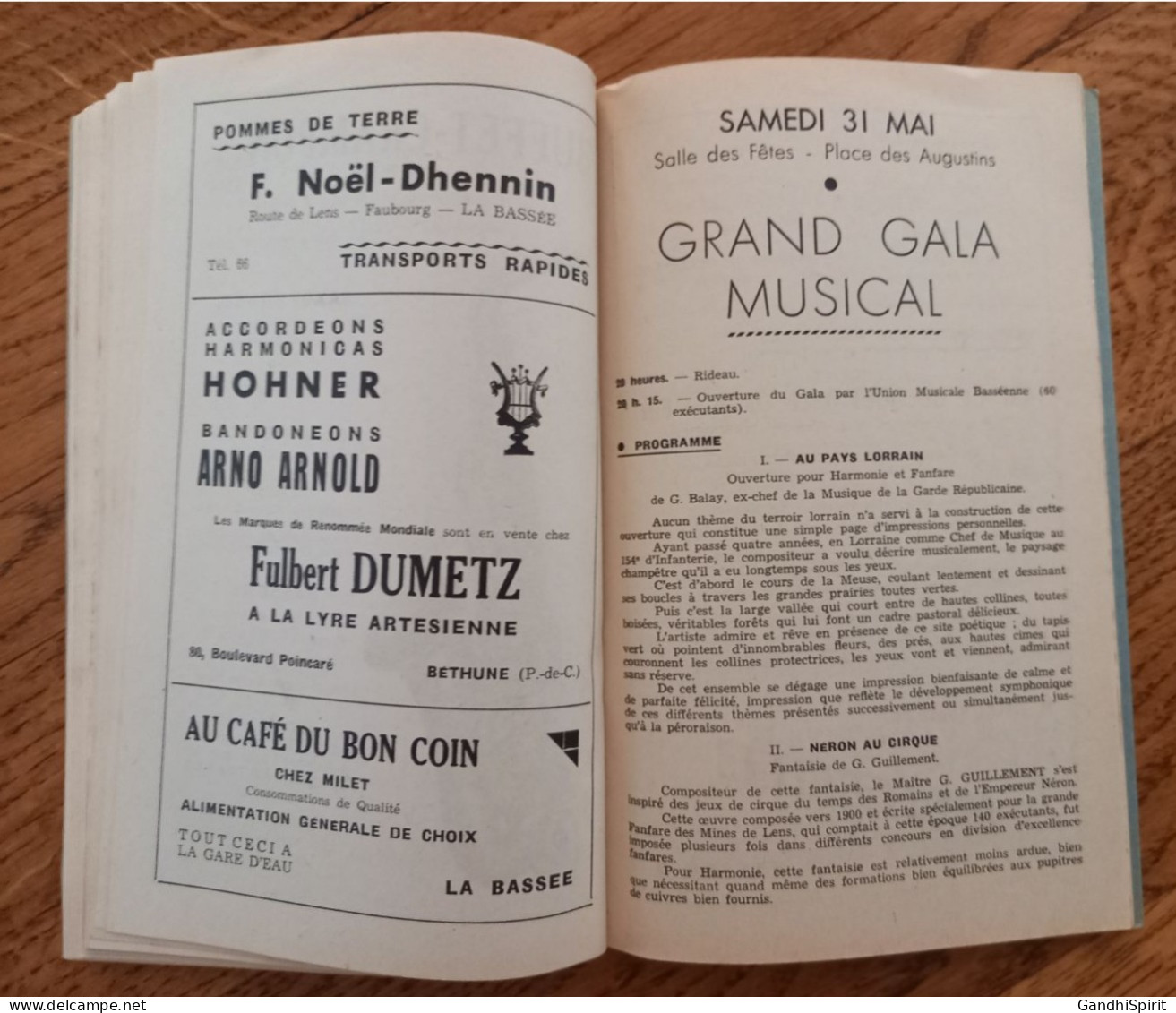La Bassée - Grand Festival International de Musique 1952 Programme, Brochure Souvenir Pubs Cycles, Bières, Citroen...