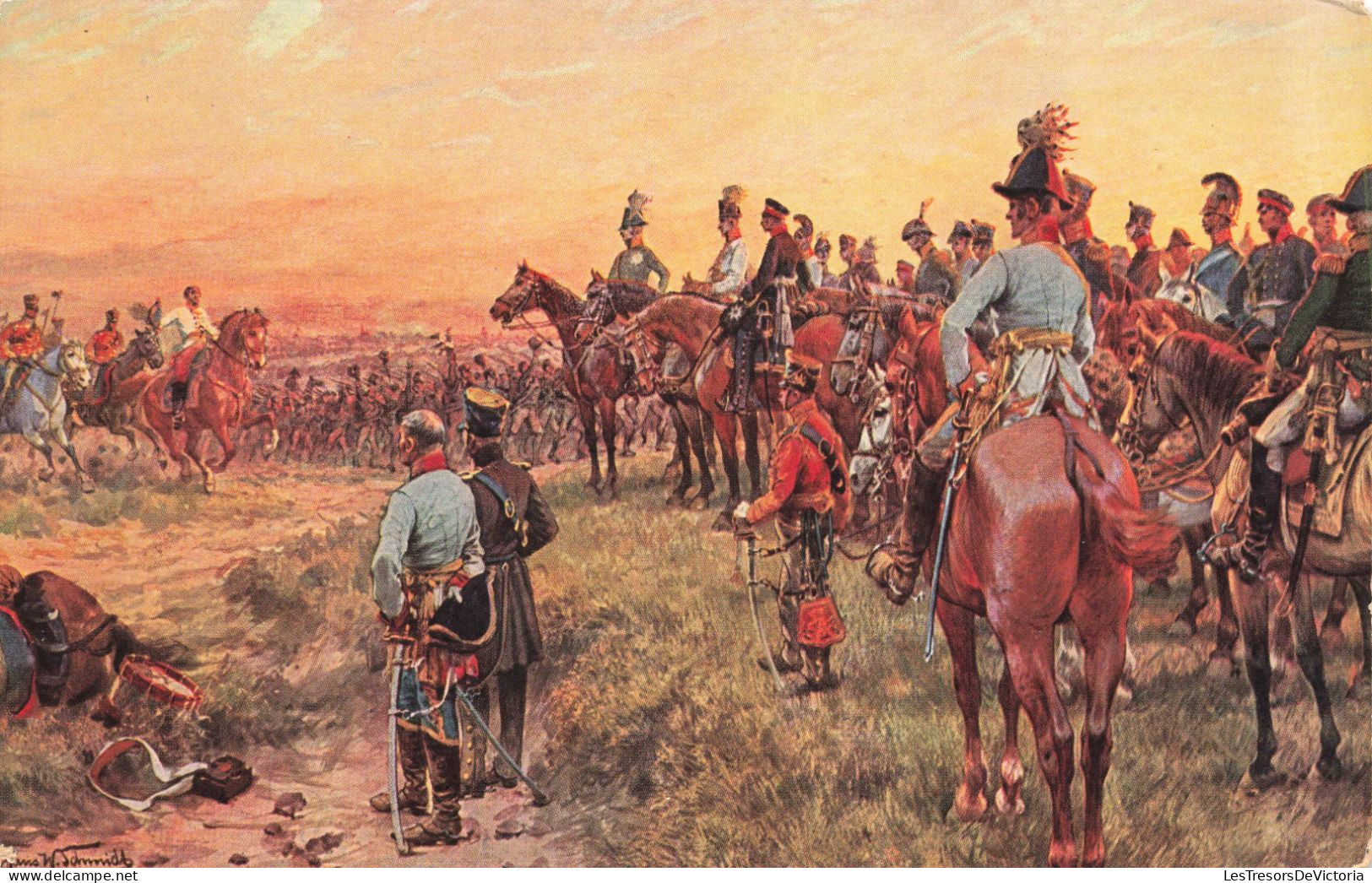 HISTOIRE - Un Champs De Bataille Et Des Soldats Allemands - Carte Postale Ancienne - Histoire