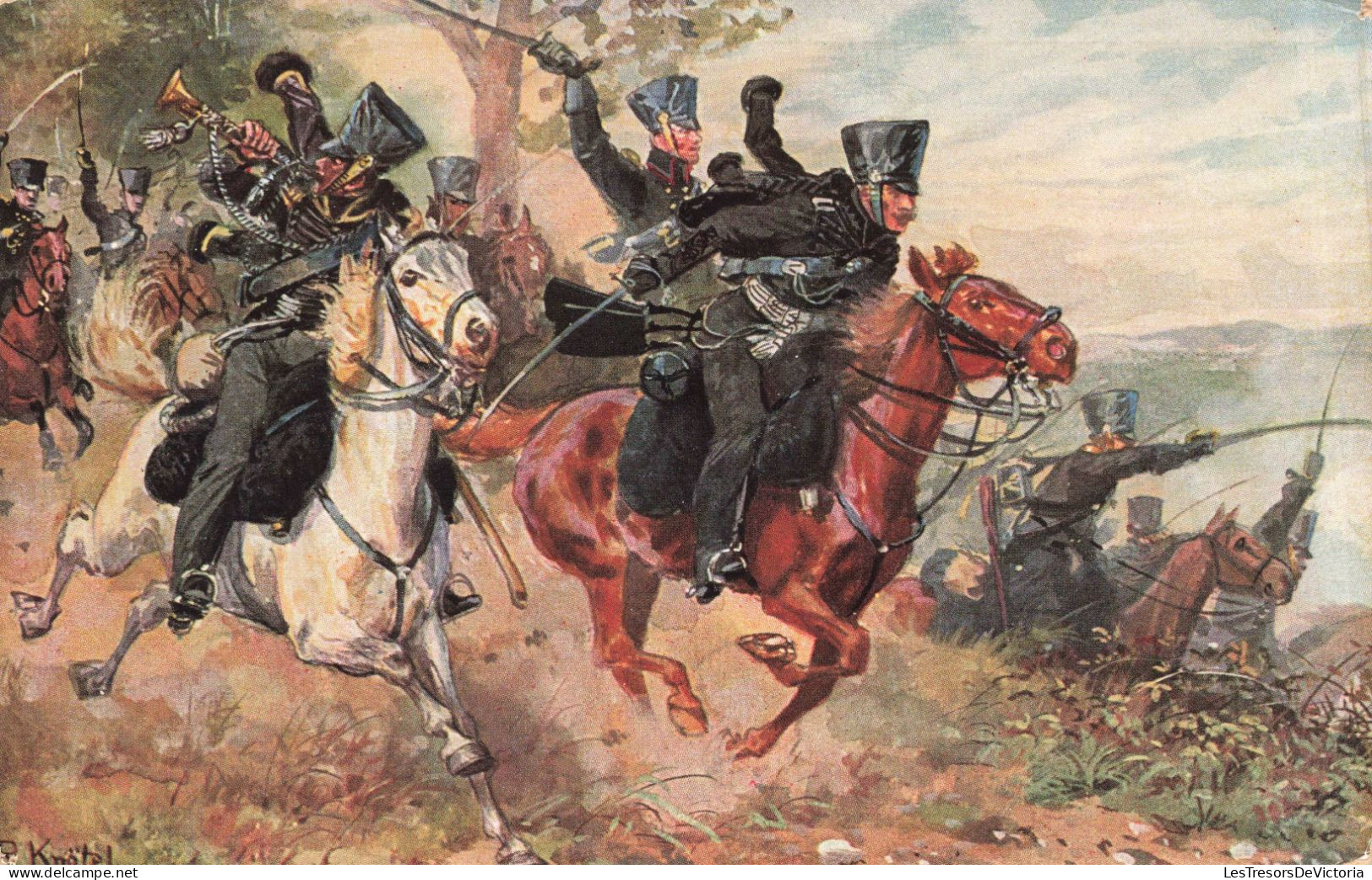 HISTOIRE - Un Champs De Bataille Et Des Soldats Allemands - Carte Postale Ancienne - Histoire