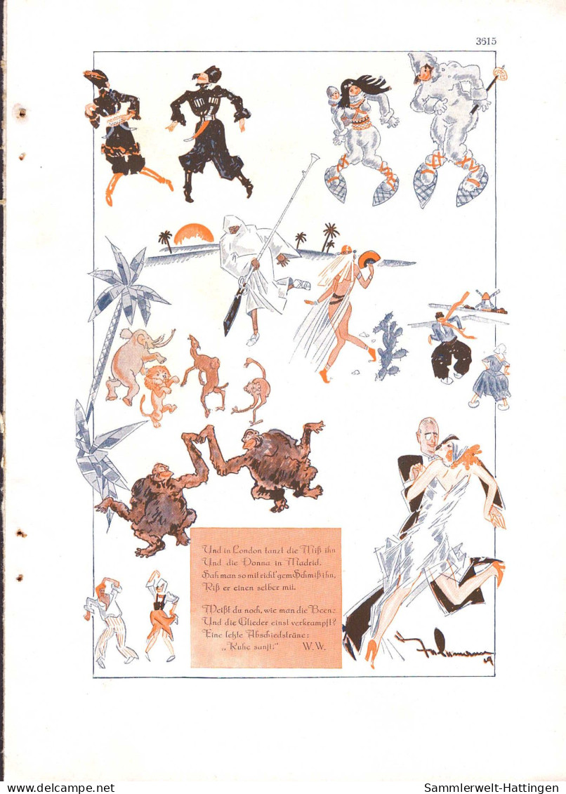 602252 | Charleston, 2 Seitige Karikatur Aus Der Zeitschrift "Das Magazin" 5 / 1929, Tanz, Rückseite Bedruckt  | - Autres & Non Classés