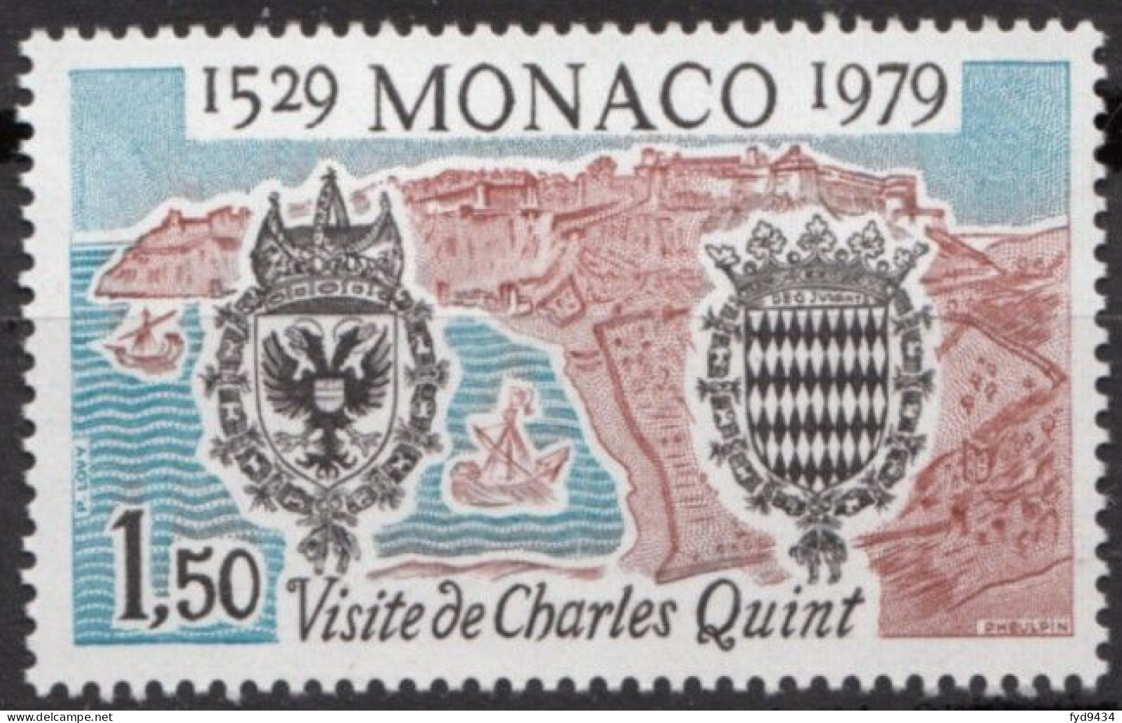 N° 1207 De Monaco - X X - ( E 947 ) - Visite De Charles Quint à Monaco En 1529 - Autres & Non Classés