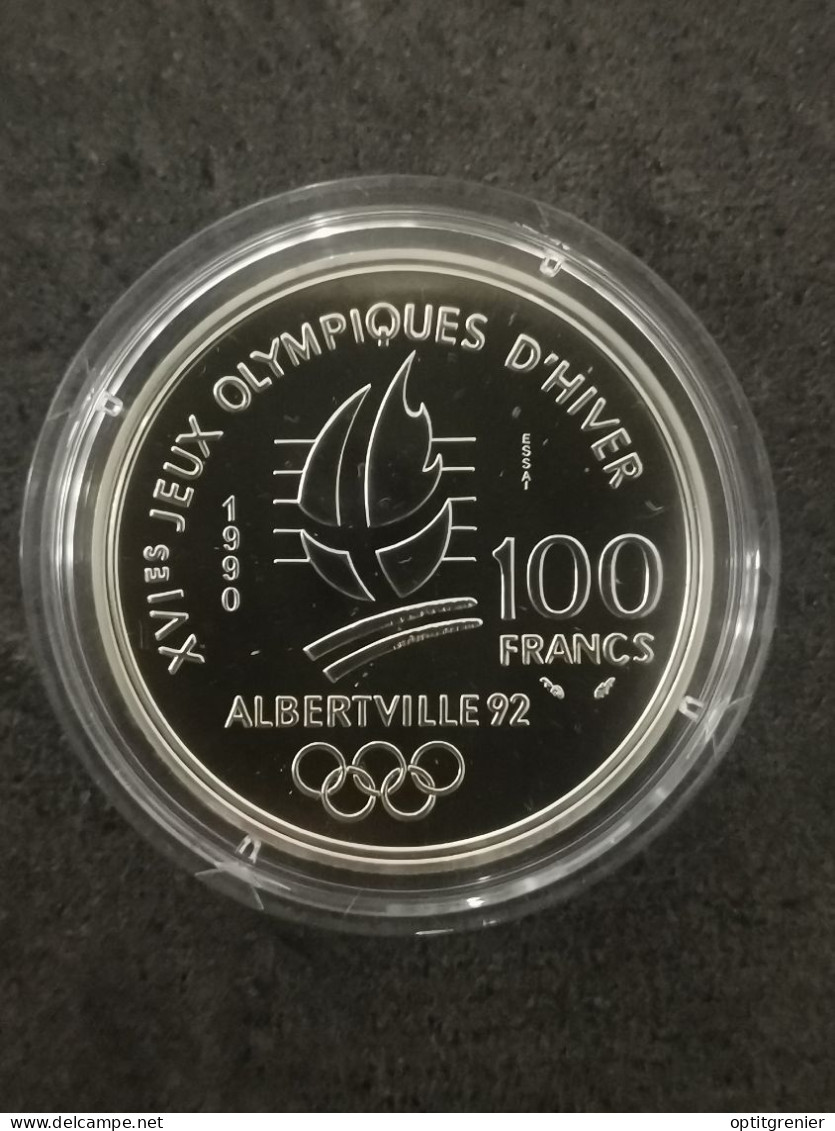 100 FRANCS ARGENT ESSAI 1990 SKI ACROBATIQUE JO ALBERTVILLE 92 FRANCE 1850 EX. / SILVER - 100 Francs