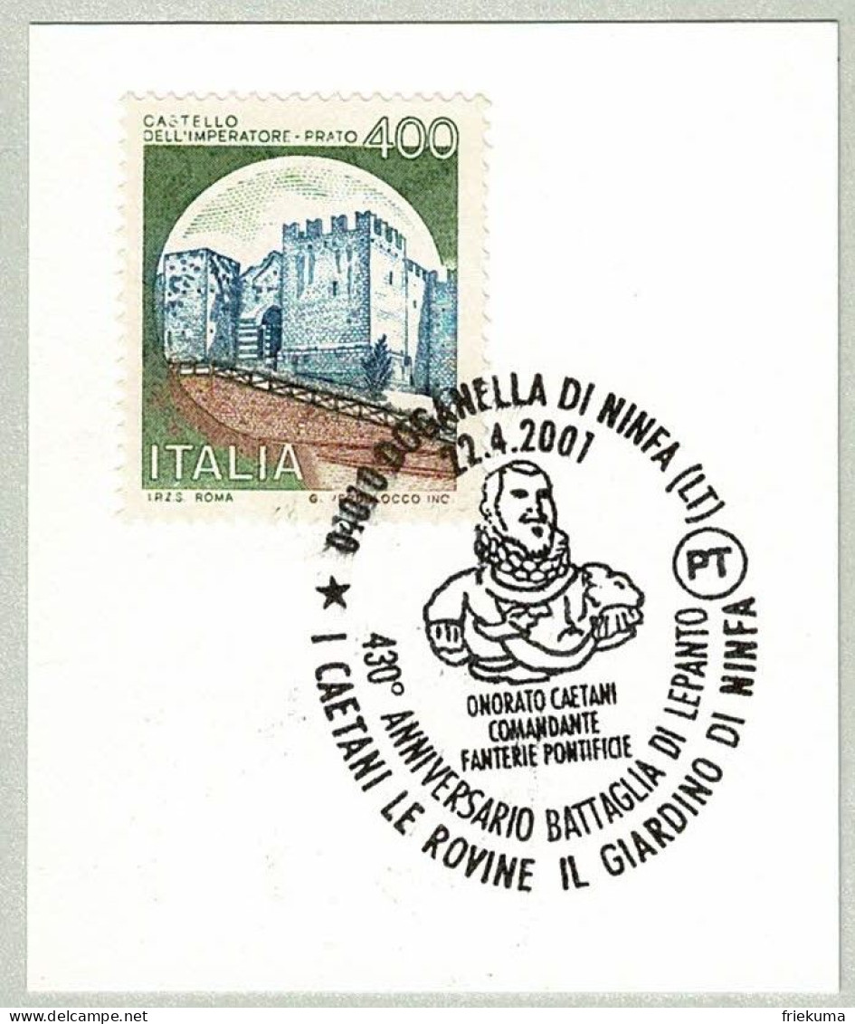 Italien / Italia 2001, Sonderstempel Battaglia Di Lepanto Doganella Di Ninfa, Seeschlacht / Bataille / Battle - Autres & Non Classés