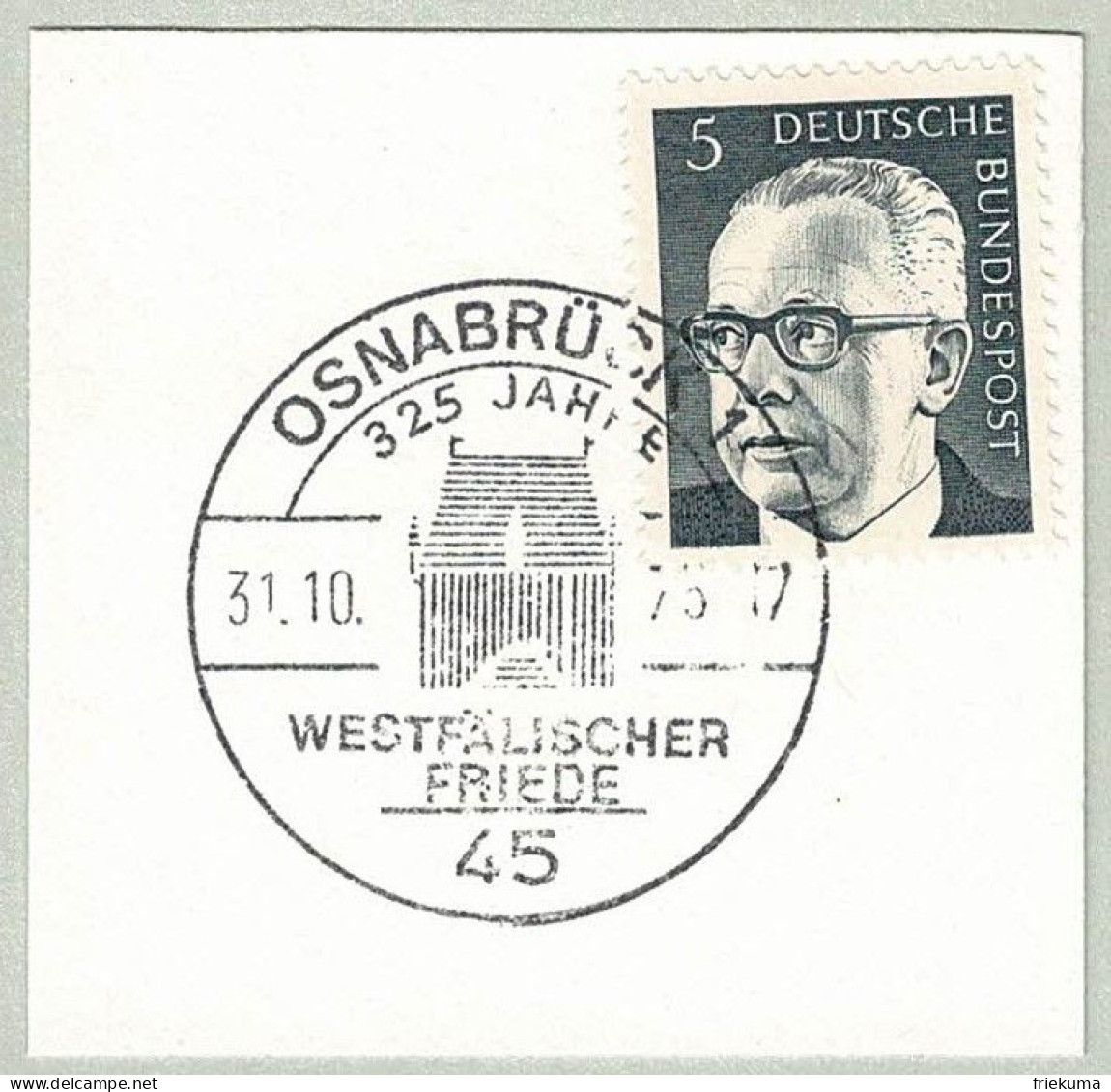 Deutsche Bundespost 1975, Sonderstempel Osnabrück, Westfälischer Friede - Autres & Non Classés