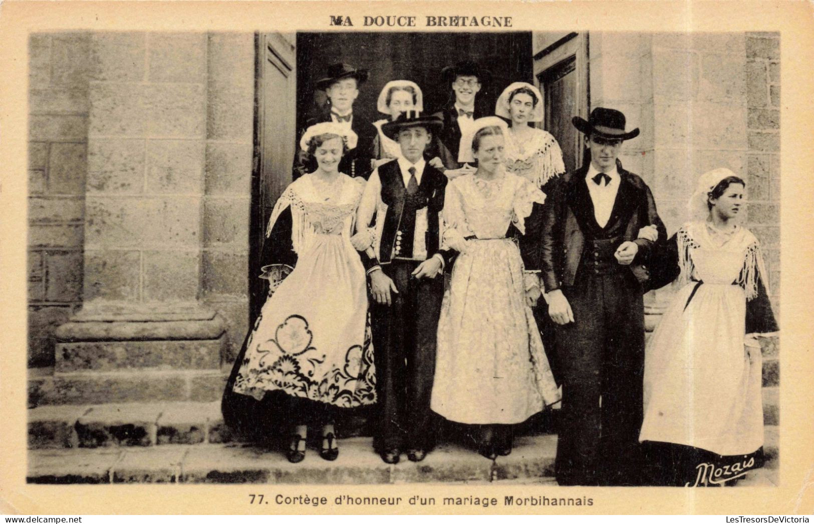 PHOTOGRAPHIE - Cortège D'honneur D'un Mariage Morbihannais - Animé - Carte Postale Ancienne - Photographie