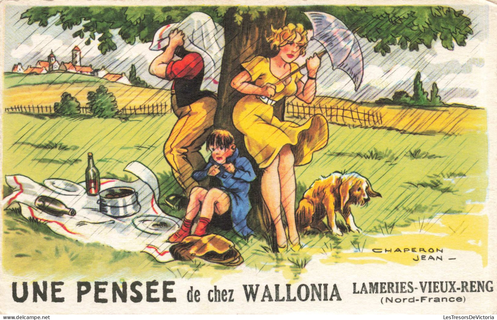 ILLUSTRATION SIGNE - Une Pensée De Chez Wallonia - Chaperon Jean -  Carte Postale Ancienne - Chaperon, Jean