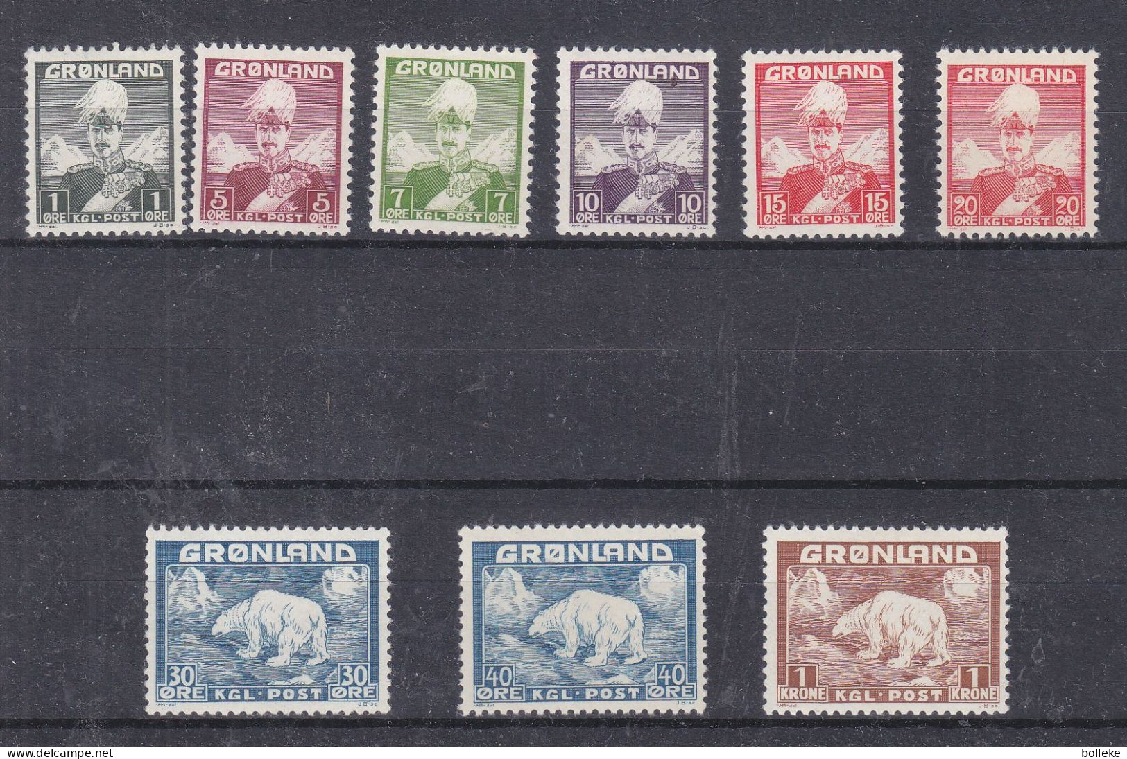 Groenland - Yvert 1 / 9 ** - Ours - Valeur 120 Euros - Unused Stamps