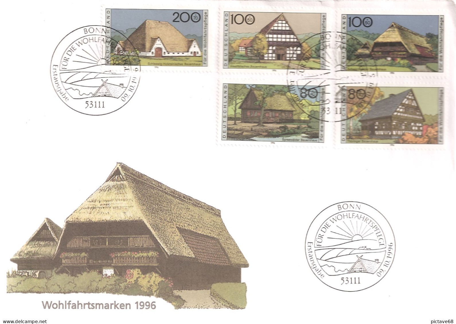 ALLEMAGNE/ ENVELOPPE FDC DE LA SERIE DES MAISONS N° YVERT1715/1719-N° MICHEL 1883/1885 - Andere & Zonder Classificatie