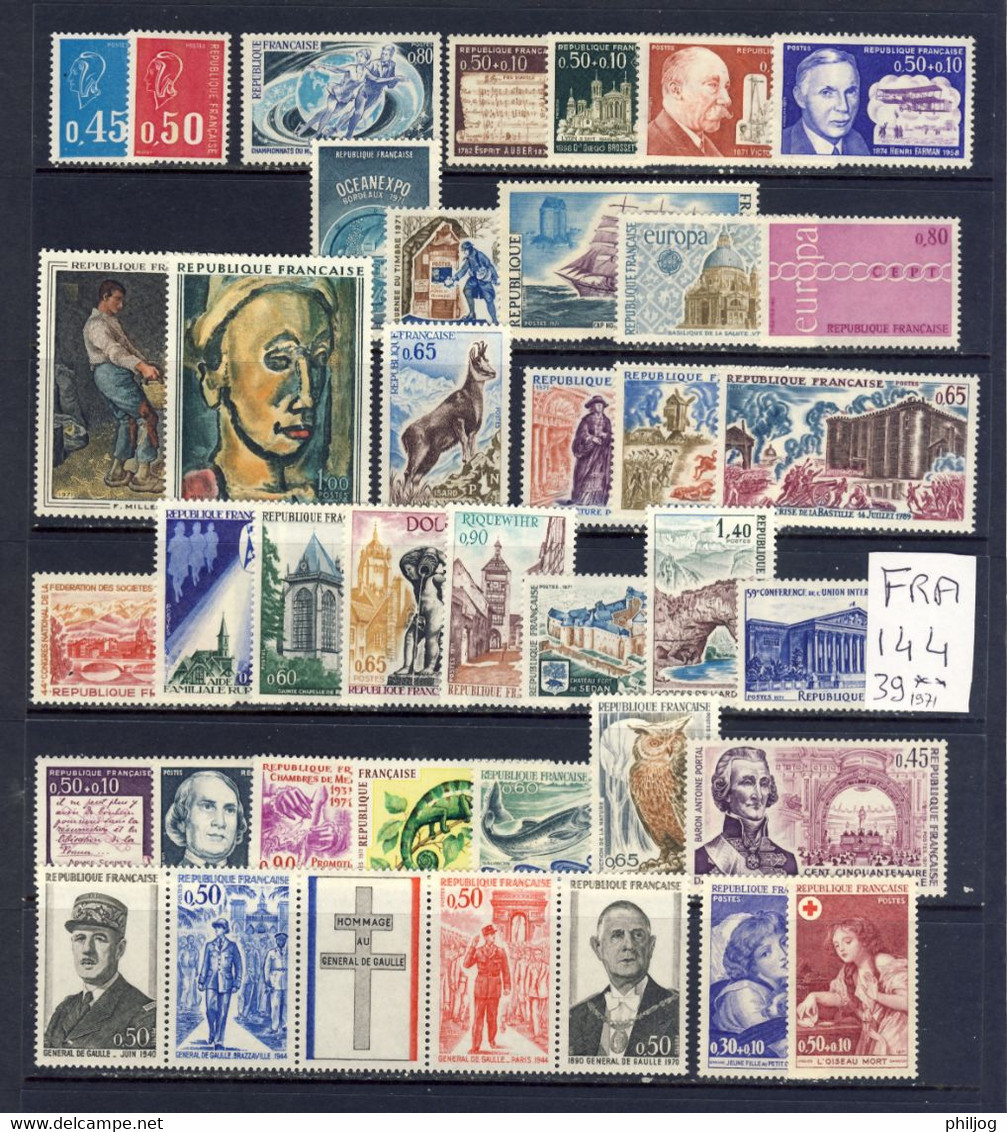 France - Frankreich - Année 1971 Complète Neuve SANS Charnière - Yvert 1663 à 1701 - Jahrgang 1971 Falzlos - MNH Year - 1970-1979