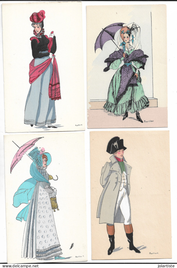 Illustrateur ROUILLIER M Serie De 20 Cartes Histoire Du Costume Francais N0157 - Rouillier