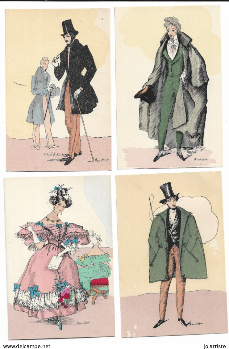 Illustrateur ROUILLIER M Serie De 20 Cartes Histoire Du Costume Francais N0157 - Rouillier