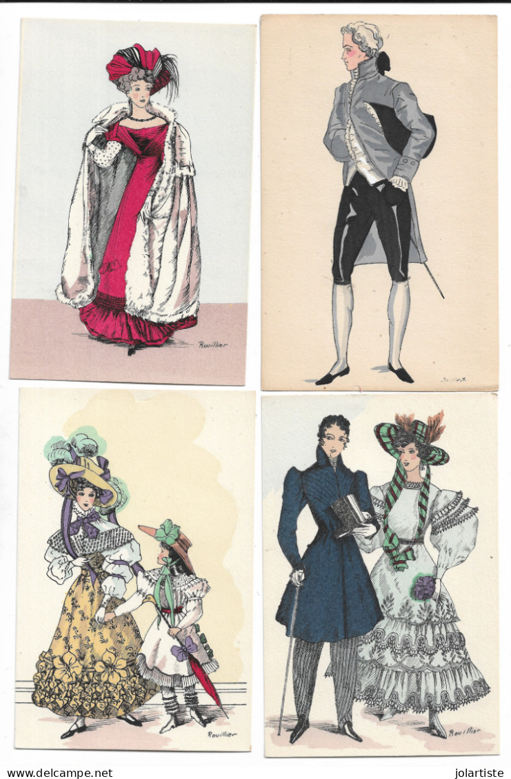 Illustrateur ROUILLIER M Serie De 20 Cartes Histoire Du Costume Francais N0157 - Rouillier