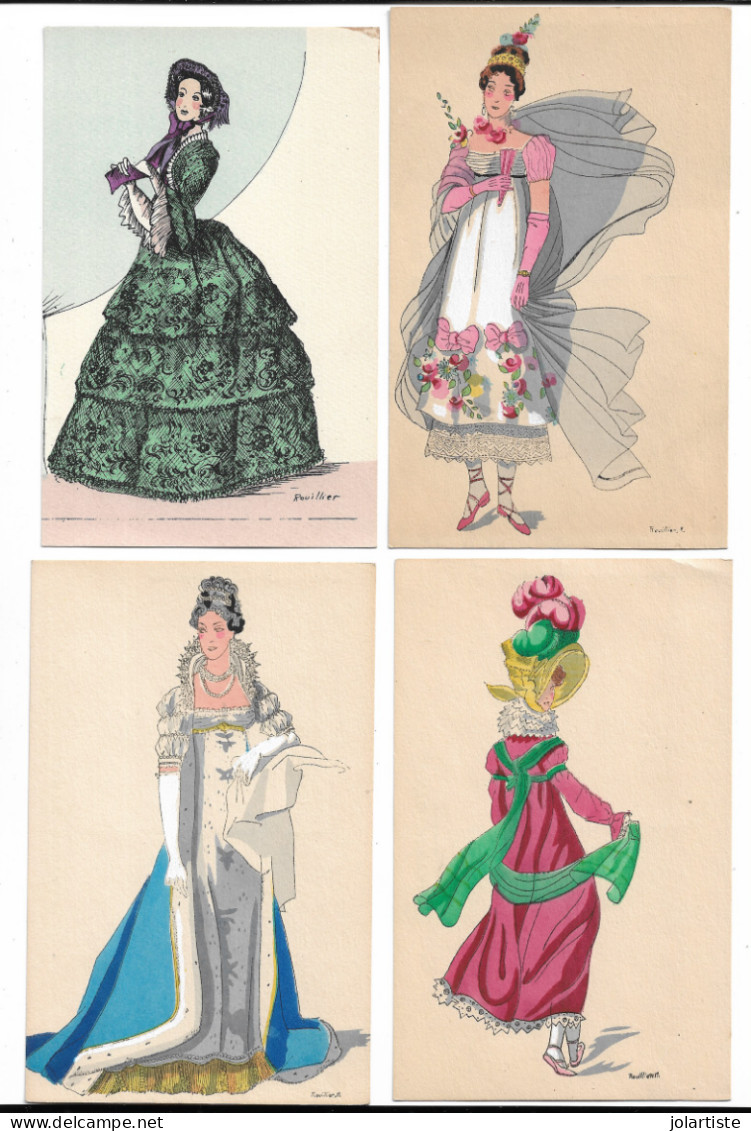 illustrateur ROUILLIER M serie de 20 cartes histoire du costume francais n0157