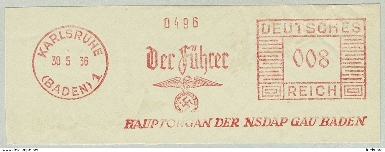 Deutsches Reich 1936, Freistempel / EMA / Meterstamp Karlsruhe, Führer - Guerre Mondiale (Seconde)