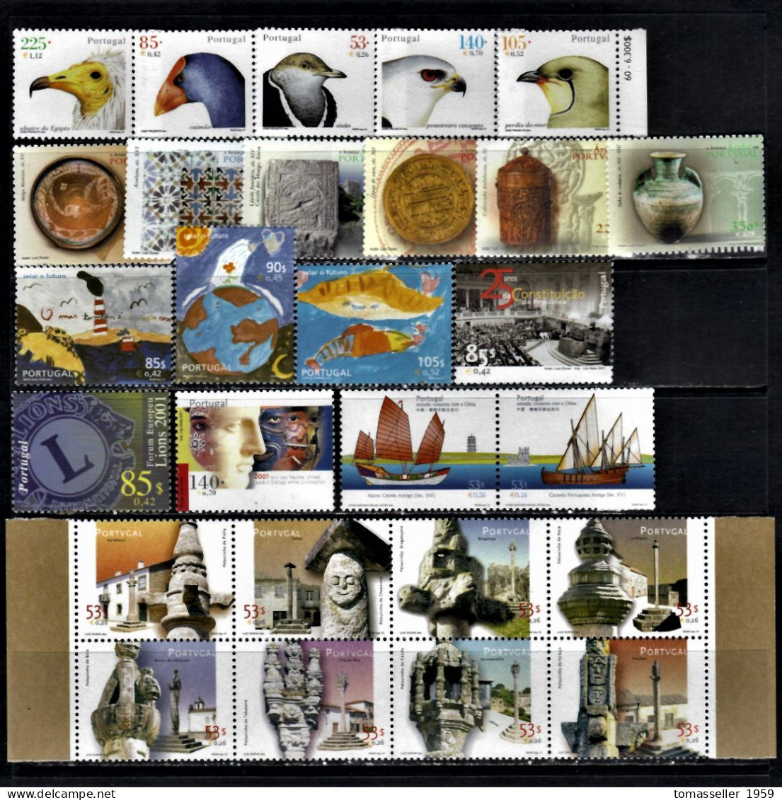 Portugal-2001- Year Set. 19 Issues-(stamps,s/s,booklets)-MNH** - Ganze Jahrgänge