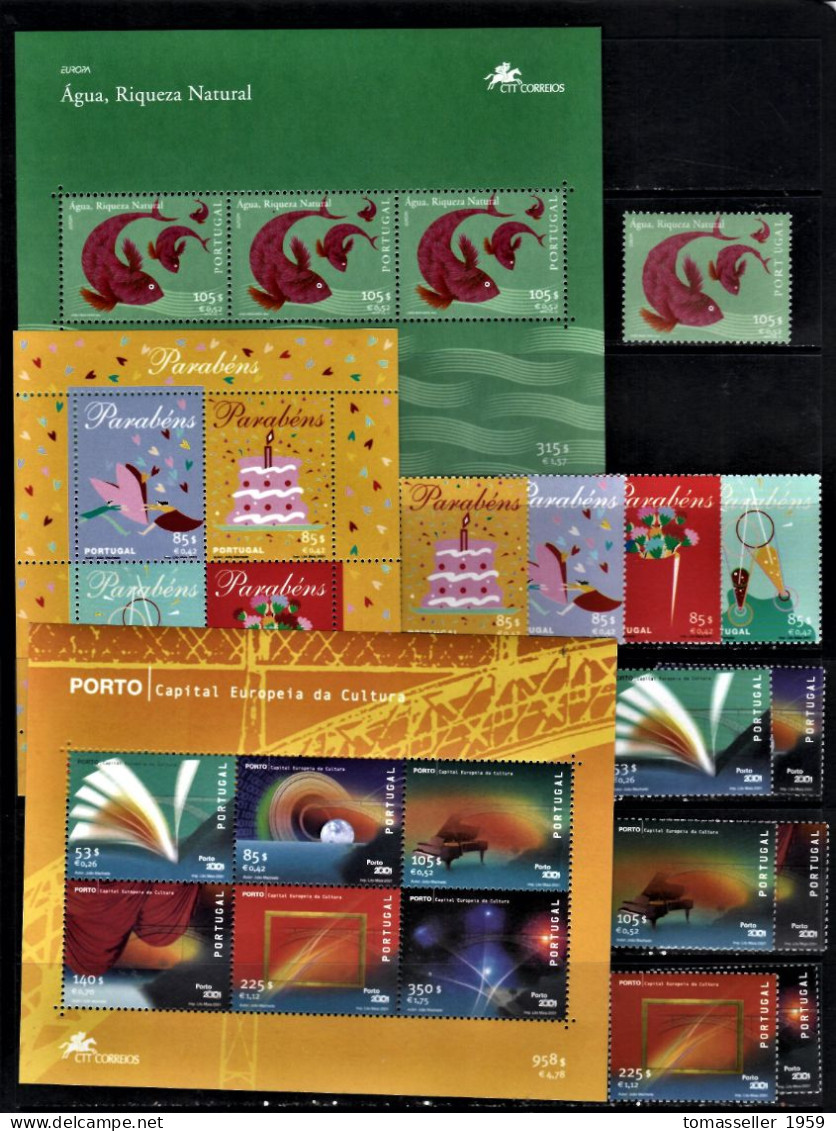 Portugal-2001- Year Set. 19 Issues-(stamps,s/s,booklets)-MNH** - Annate Complete