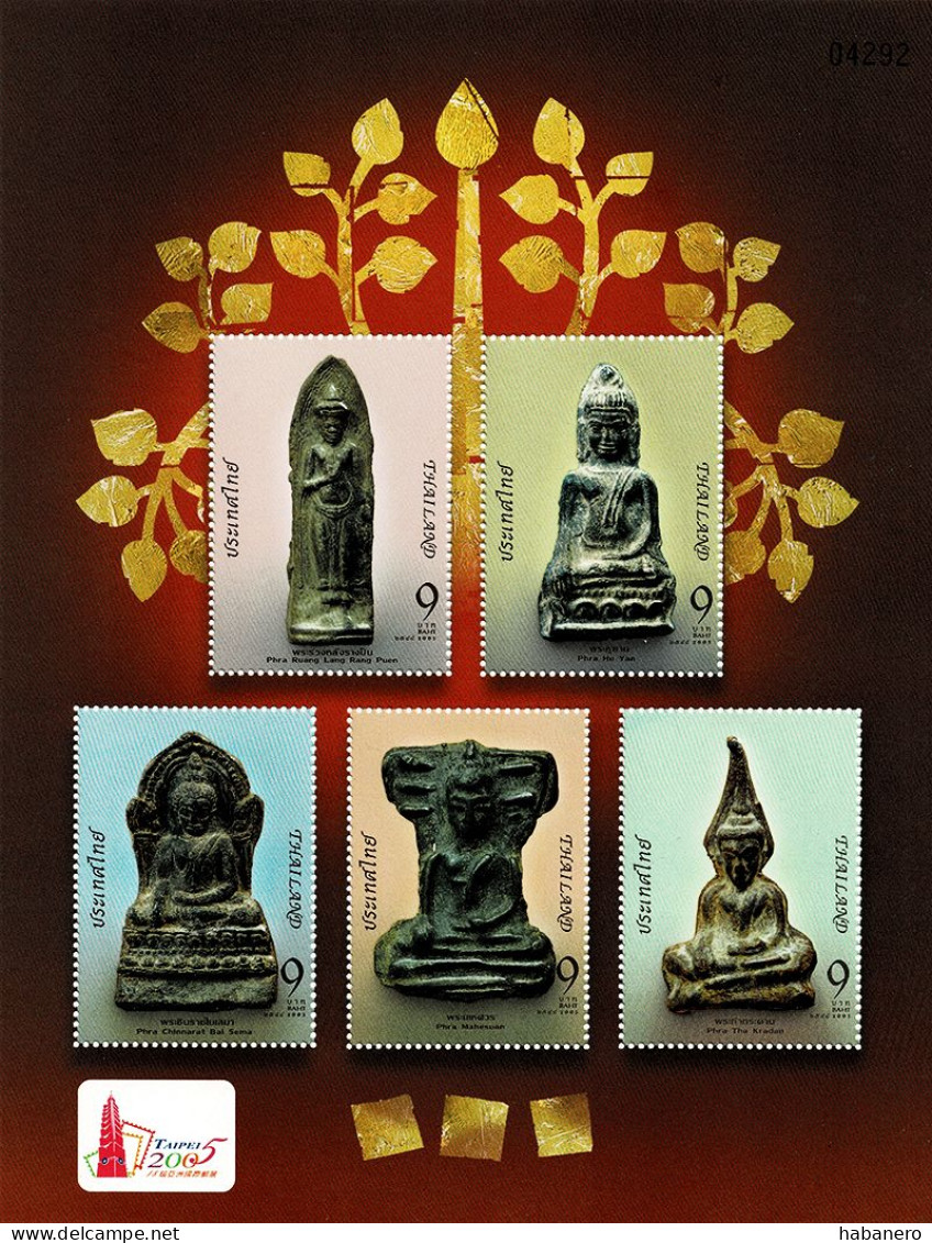 THAILAND 2005 Mi BL 188-I BUDDHIST MONK AMULETS TAIPEI 2005 PHILATELIC EXHIBITION MINT MINIATURE SHEET ** - Budismo