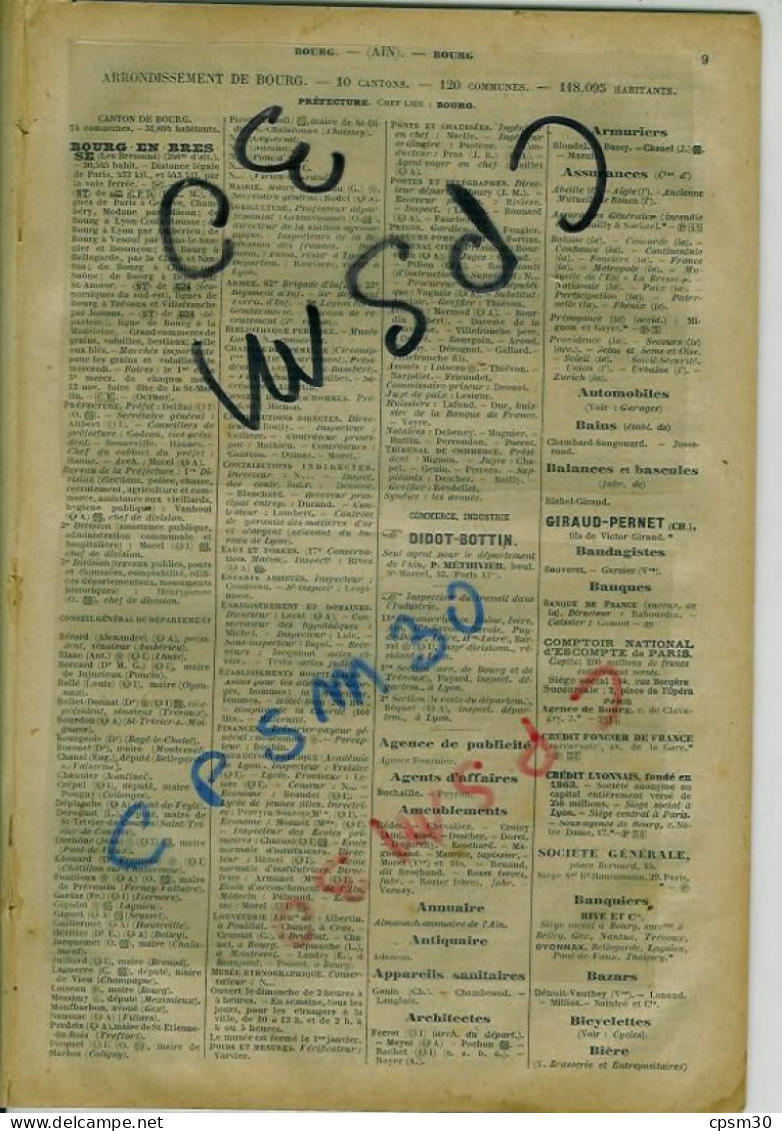 ANNUAIRE - 01 - Département Ain - Année 1918 - édition Didot-Bottin - 50 Pages - Telefonbücher