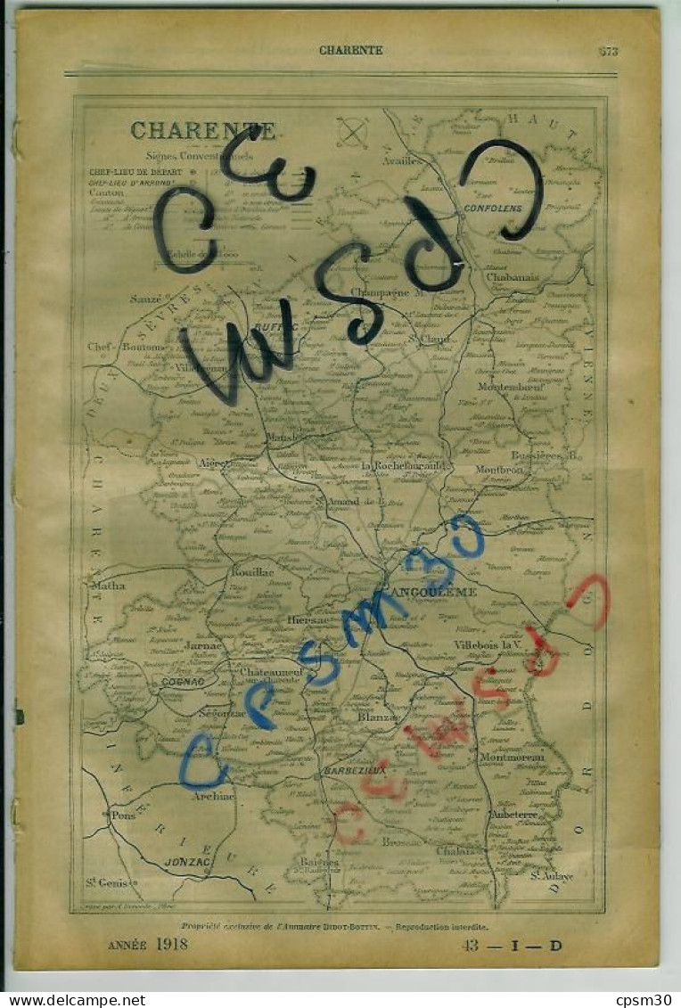 ANNUAIRE - 16 - Département Charente - Année 1918 - édition Didot-Bottin - 41 Pages - Telephone Directories
