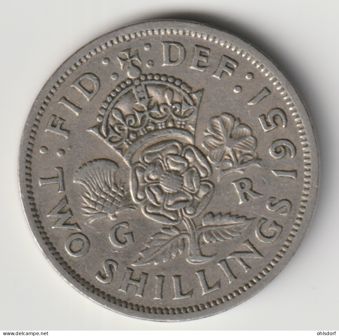 GREAT BRITAIN 1951: 2 Shillings, KM 878 - J. 1 Florin / 2 Schillings