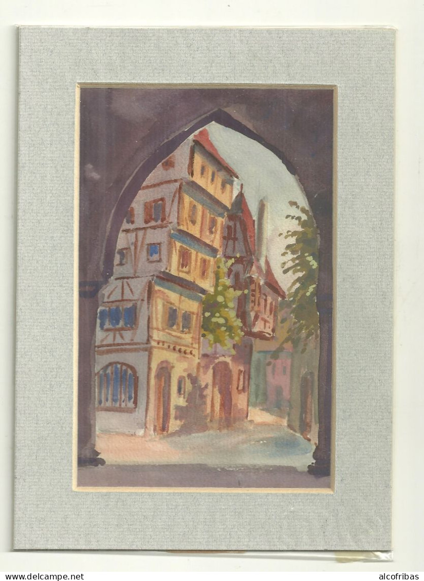 Deux Gouaches Maisons Alsaciennes De J. Mack Strasbourg Sous Passe Partout - Radierungen