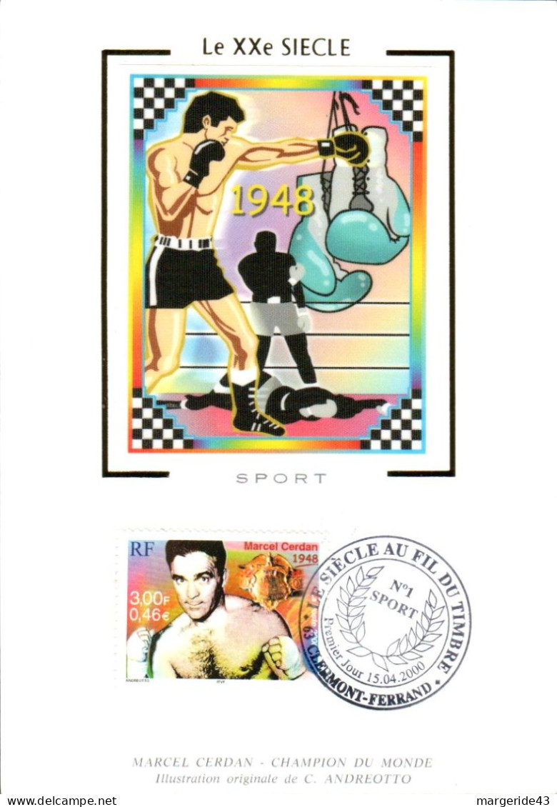 CARTE MAXIMUM 2000 XX EME SIECLE - SOCIETE - MARCEL CERDAN - 2000-2009