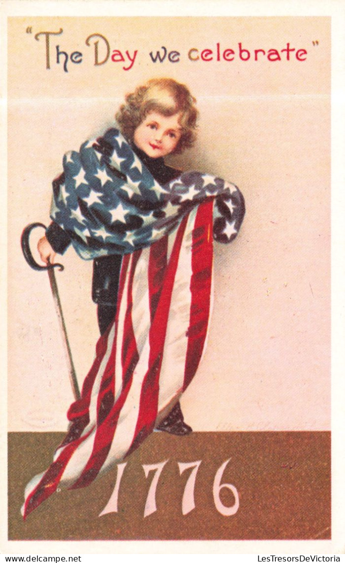 ILLUSTRATION - Un Enfant Se Couvrant Du Drapeau Des Etats Unis - Colorisé - Carte Postale Ancienne - 1900-1949