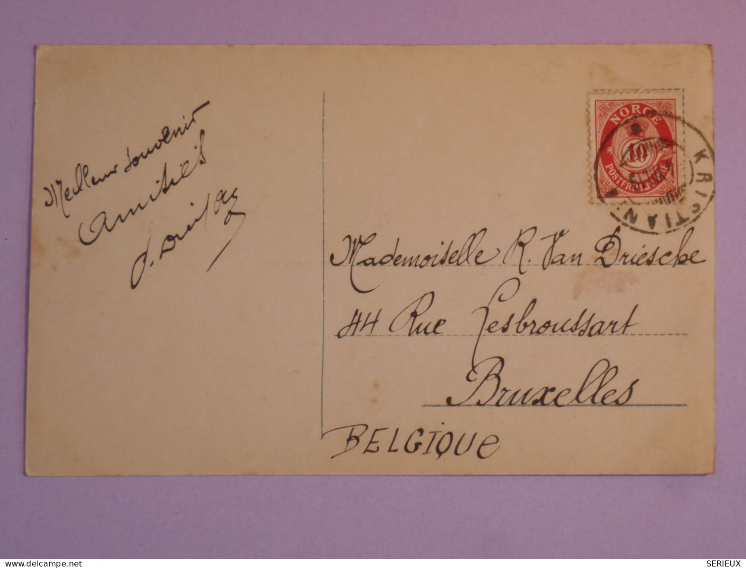 DB11 NORGE   BELLE  LETTRE CARTE 1919  A BRUXELLES BELGIUM  ++AFF. INTERESSANT+++ - Lettres & Documents