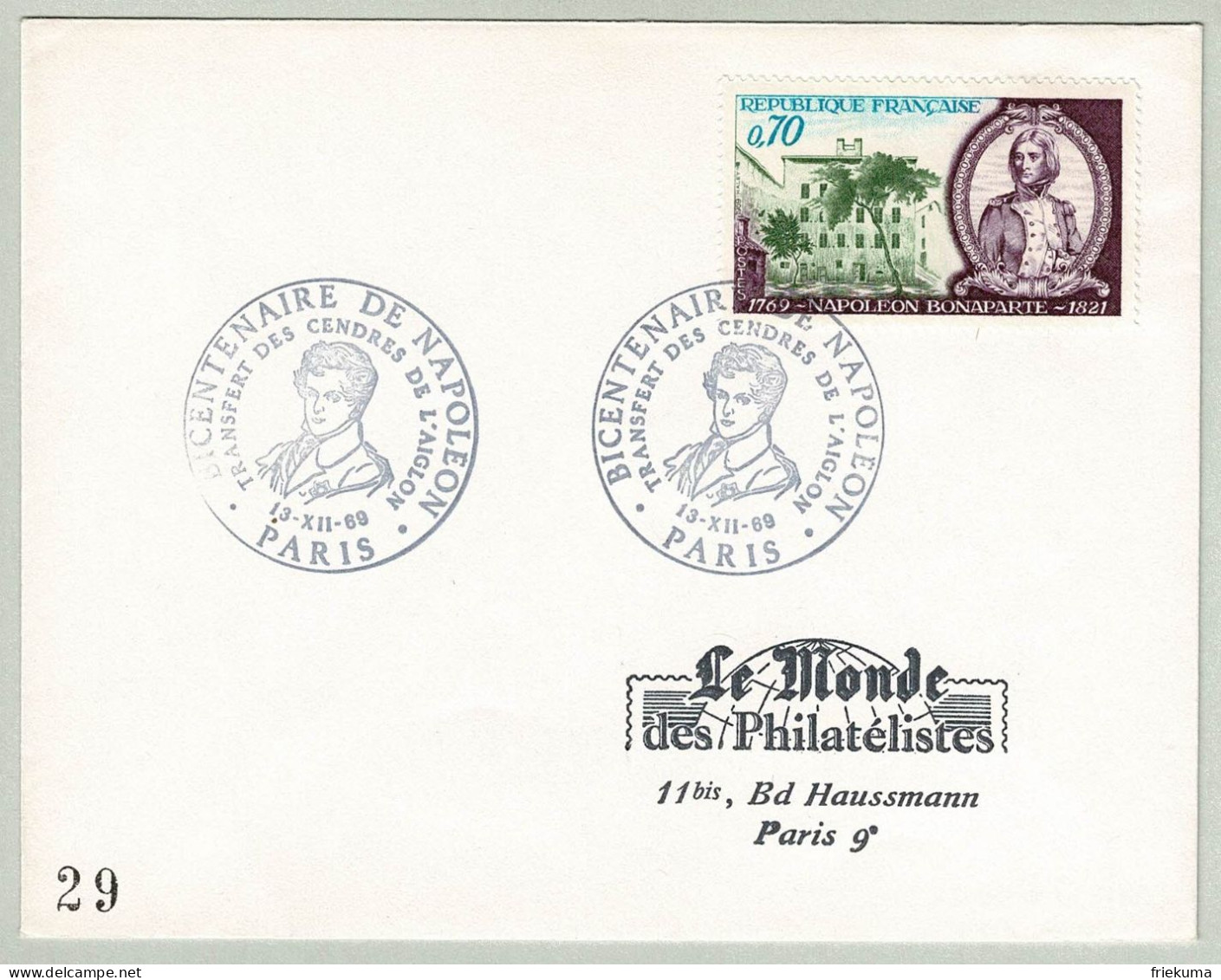 Frankreich / France 1969, Brief Centenaire Napoleon Bonaparte Paris - Révolution Française