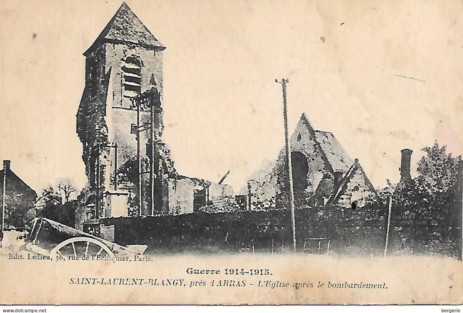 B/220                    62    Saint- Laurent-blangy         -   église Bombardée    (2) - Saint Laurent Blangy