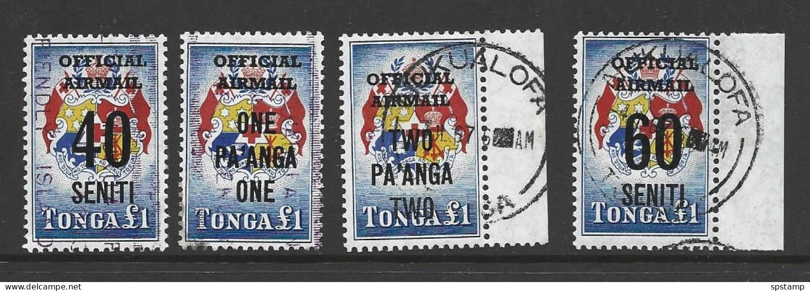 Tonga 1968 1 Pound Coat Of Arms Overprinted Official Airmail Set Of 4 FU - Tonga (...-1970)