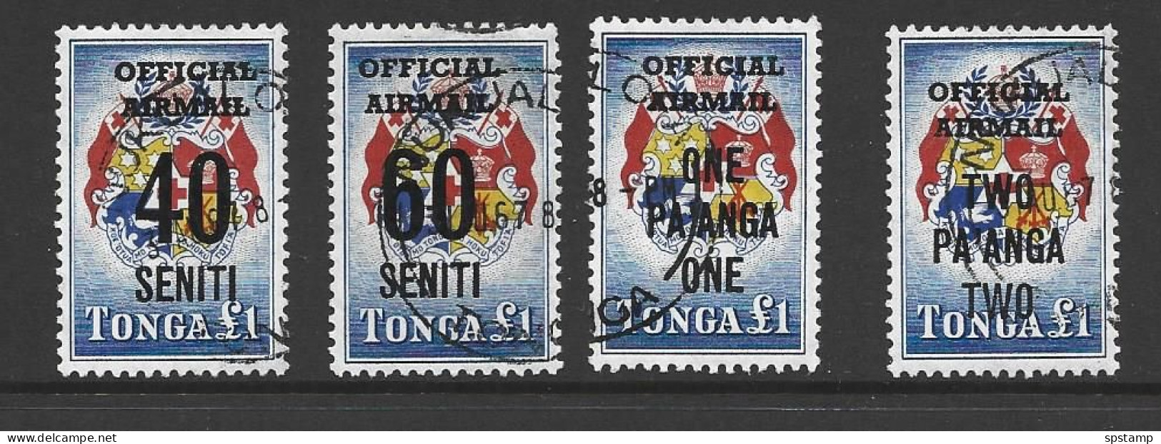 Tonga 1968 1 Pound Coat Of Arms Overprinted Official Airmail Set Of 4 FU - Tonga (...-1970)