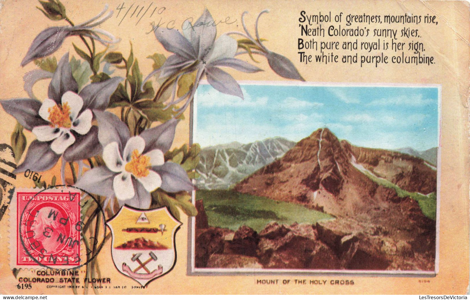 ETATS UNIS - Colorado State Flower - Mount Of The Holy Cross - Carte Postale Ancienne - Andere & Zonder Classificatie