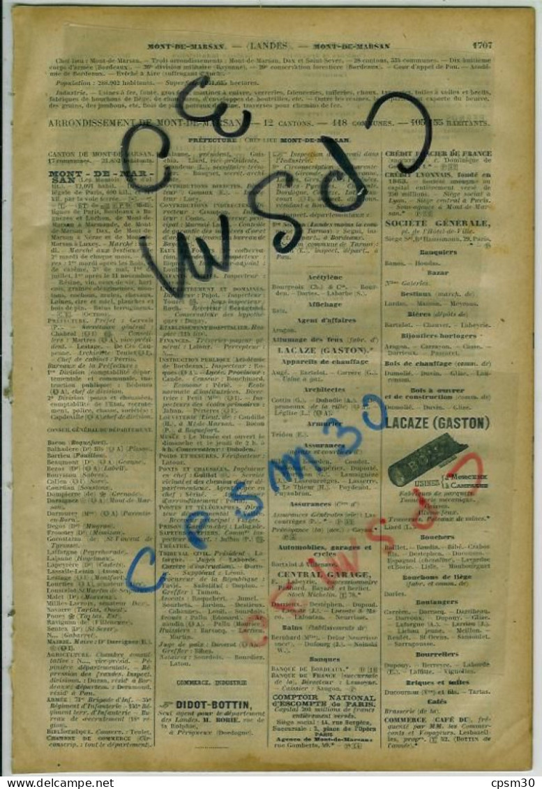 ANNUAIRE - 40 - Département Landes - Année 1918 - édition Didot-Bottin - 24 Pages - Annuaires Téléphoniques