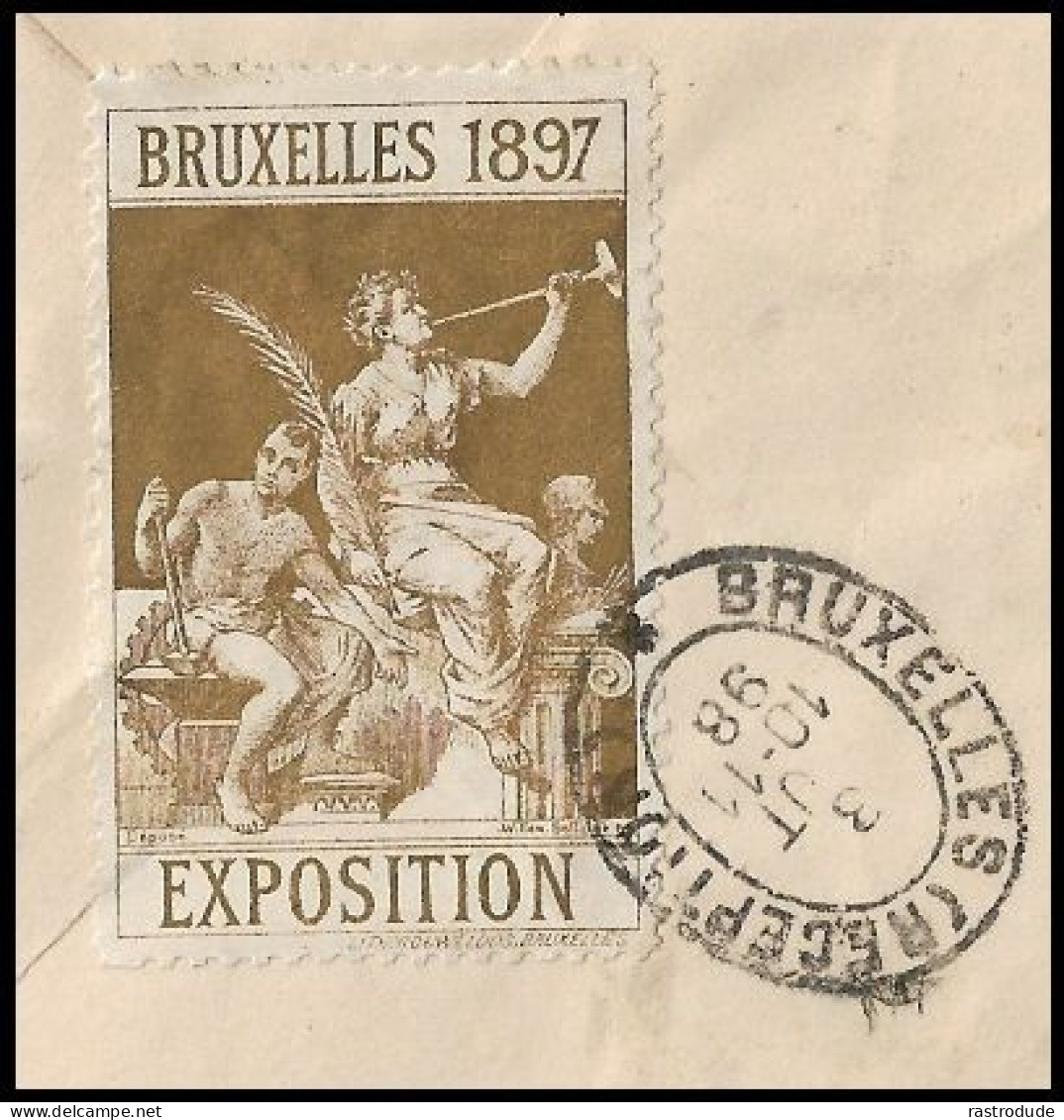 1898 BELGIUM 10C UPRATED REGISTERED POSTAL STATIONERY ENVELOPE EXPOSITION BRUXELLES 1897 TO GREECE - Covers