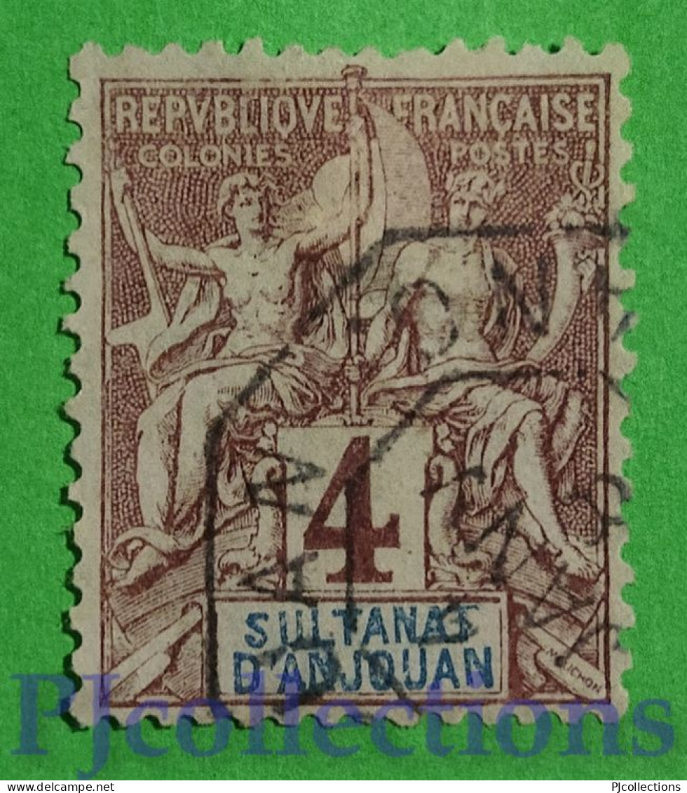 S237- SULTANAT D'ANJOUAN - COMOROS 1892 4c USATO - USED - Usati