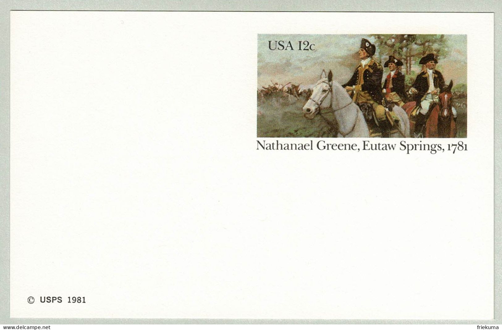 USA 1981, Ganzsachenkarte Nathanael Greene Eutaw Springs - Indépendance USA