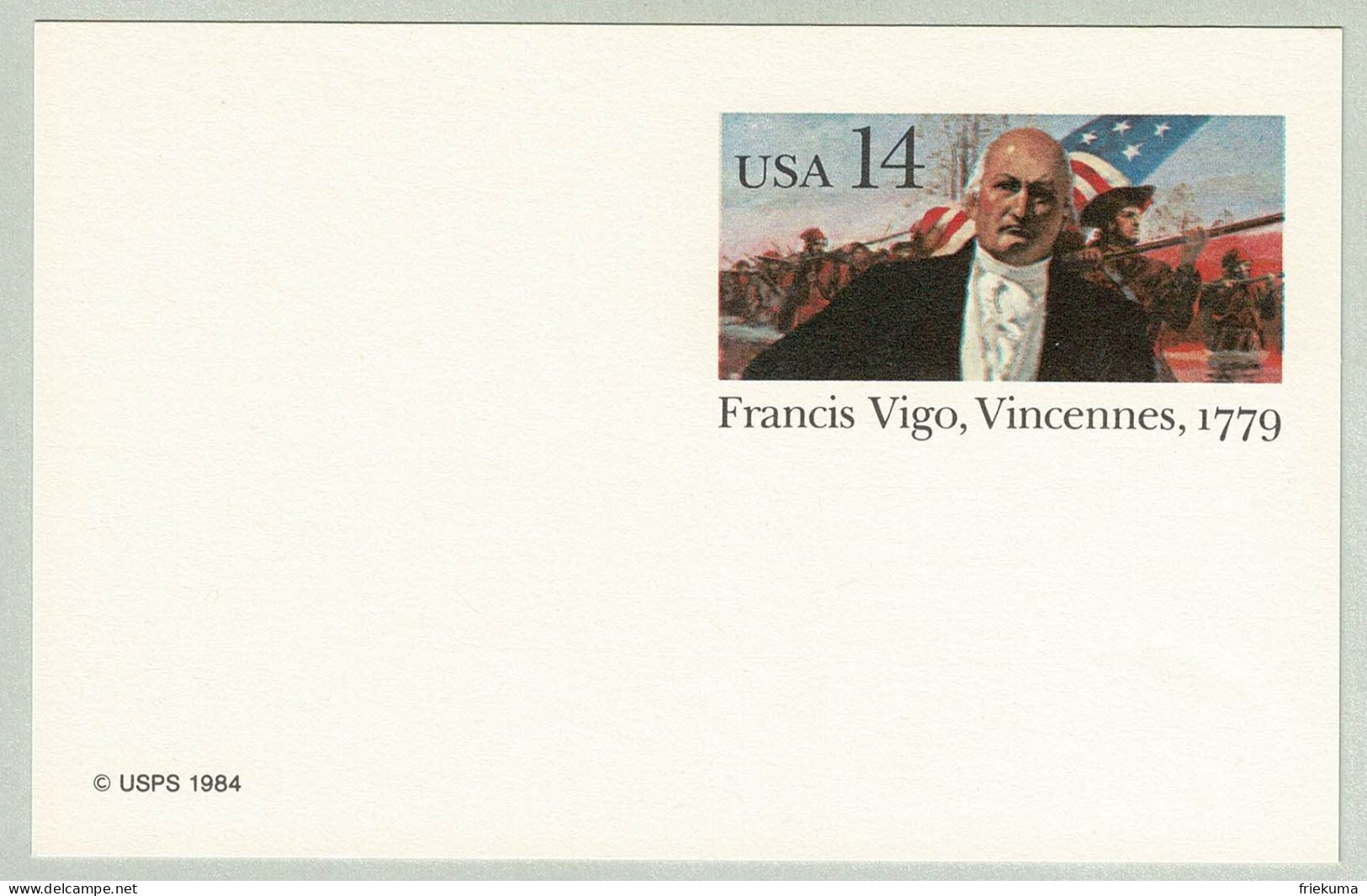 USA 1984, Ganzsachenkarte Francis Vigo Vincennes - Indépendance USA