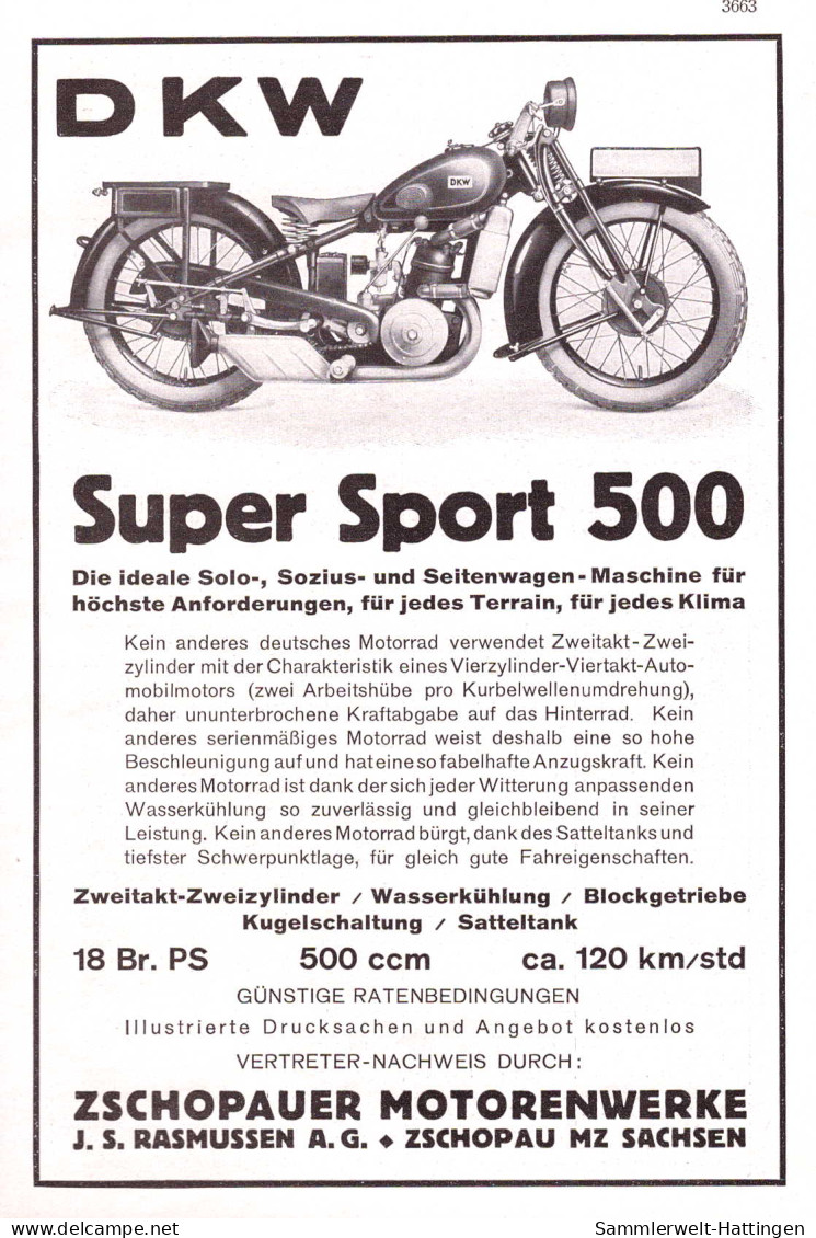 602259 | Motorrad, Werbung (20,5x14cm)  Aus Der Zeitschrift "Das Magazin" 6 / 1929, Rückseite Bedruckt, DKW  | Zschopau - Other & Unclassified