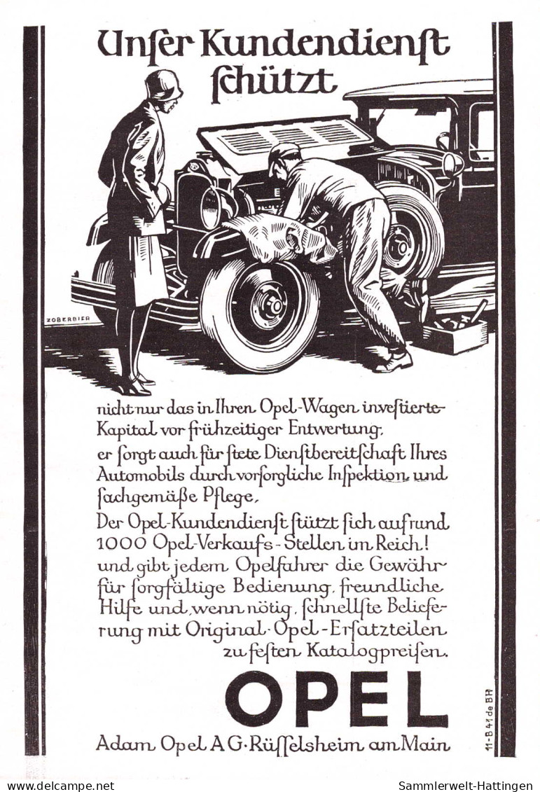 602258 | Auto, Werbung (20,5x14cm)  Aus Der Zeitschrift "Das Magazin" 6 / 1929, Rückseite Bedruckt, Opel  | Rüsselsheim - Andere & Zonder Classificatie