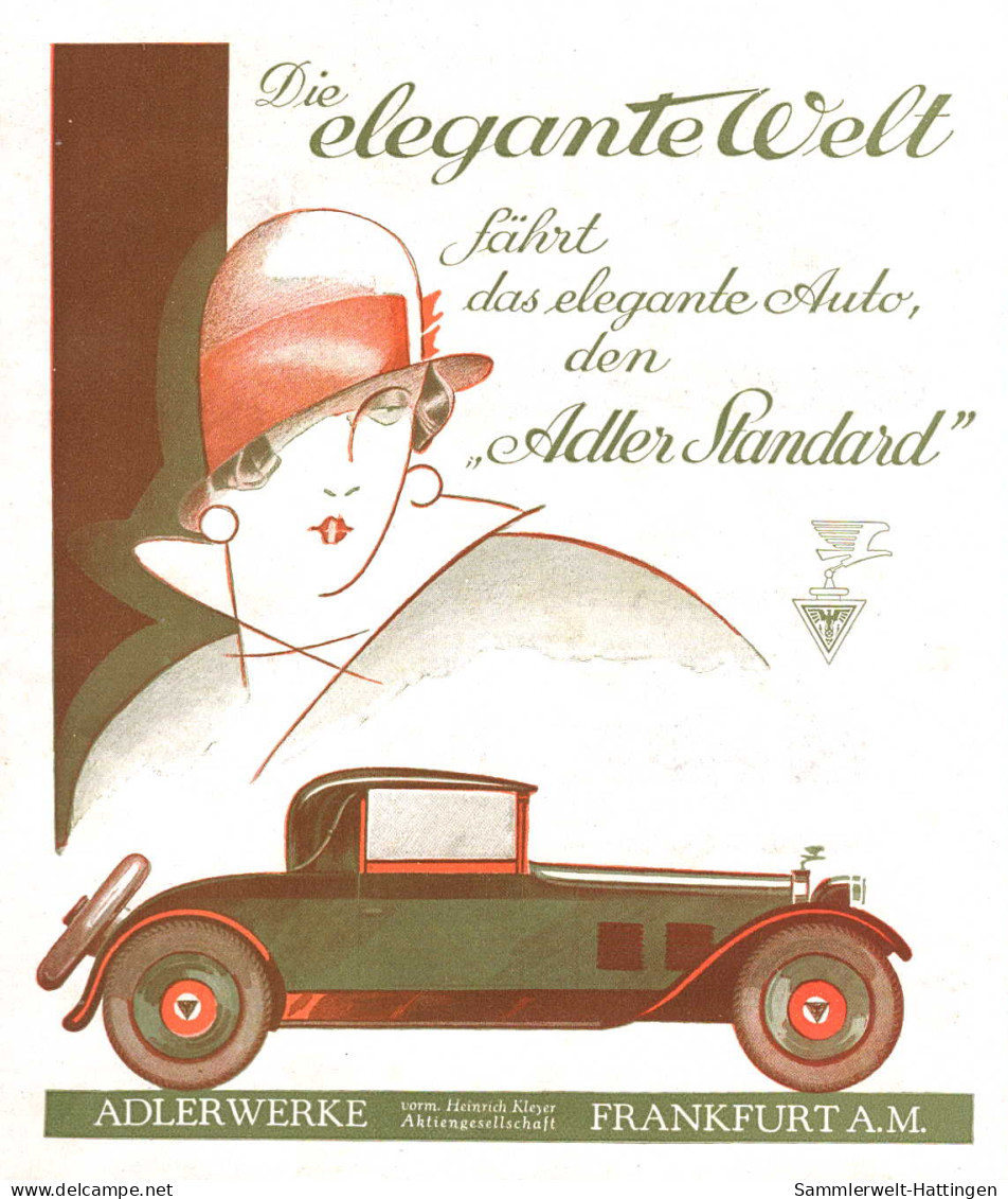 602256 | Auto, Werbung (17x14,5cm)  Aus Der Zeitschrift "Das Magazin" 6 / 1929, Rückseite Bedruckt, Adlerwerke  | Frankf - Sonstige & Ohne Zuordnung