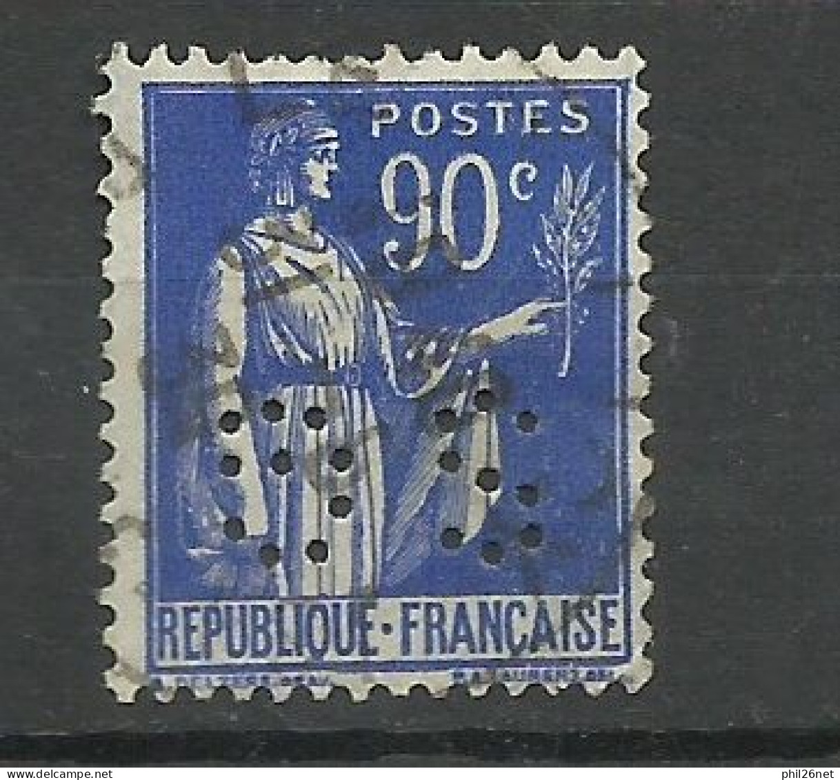 France  N° 368 Perforé  SG       Oblitéré    B/TB      Voir Scans       Soldé ! ! ! - Usados