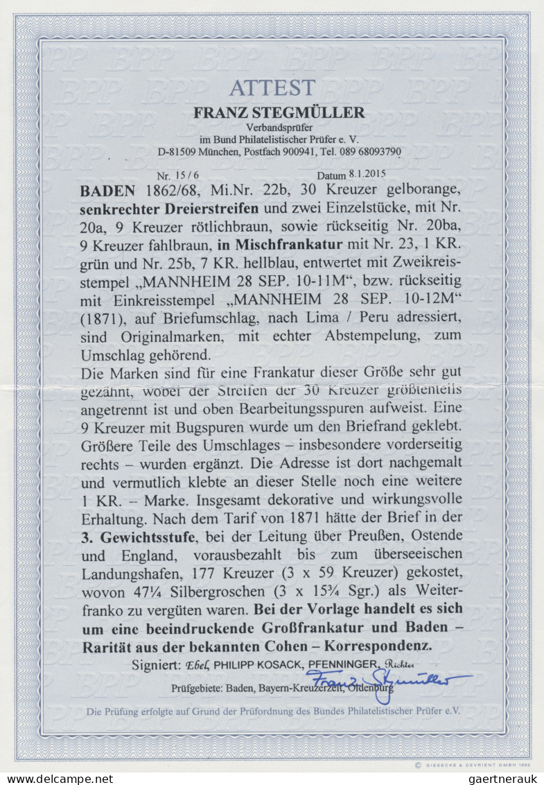 Baden - Marken Und Briefe: 1871, GROSSFRANKATUR MIT FÜNF 30 KREUZER-MARKEN NACH - Other & Unclassified