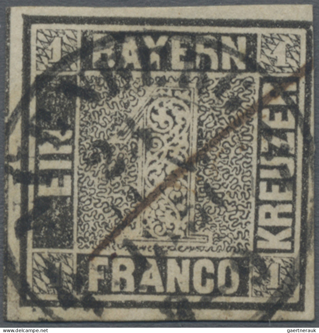 Bayern - Marken Und Briefe: 1859 1 Kr. Grauschwarz Von Platte 1, Entwertet Mit K - Otros & Sin Clasificación