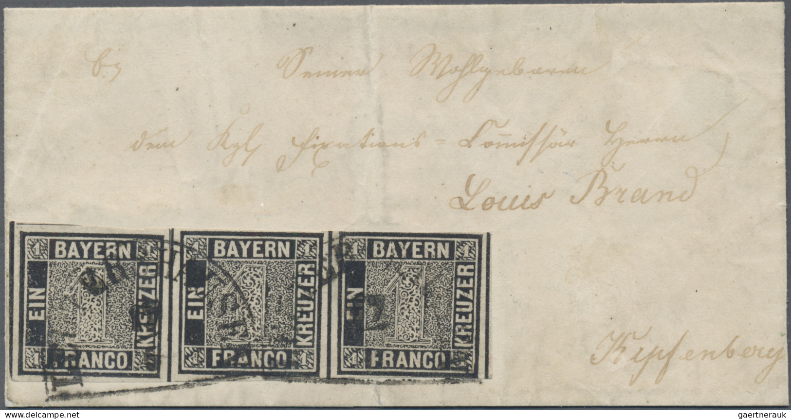 Bayern - Marken Und Briefe: 1849, SCHWARZER EINSER 1 Kr. Tiefschwarz, Platte 1, - Otros & Sin Clasificación