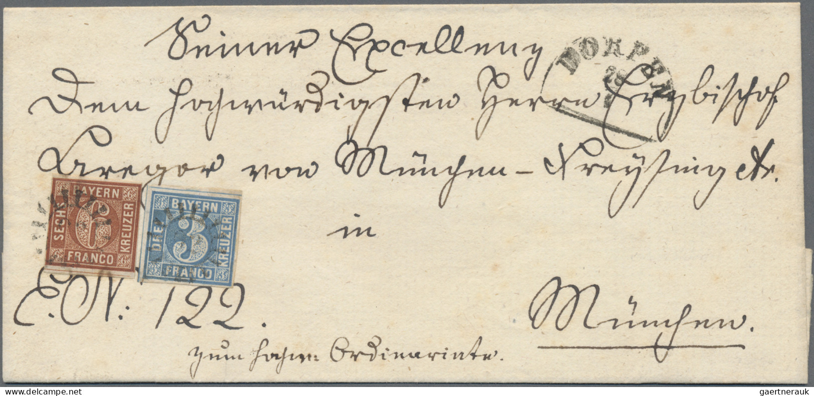 Bayern - Marken Und Briefe: 1850, 3 Kr Blau, Platte 5 Und 6 Kr Braun, Typ II, Pl - Other & Unclassified